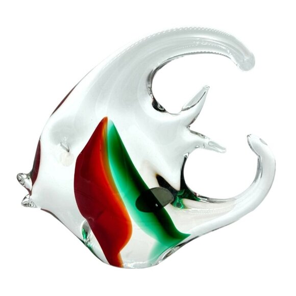 Vtg Murano Italy Art Glass Tropical Angel Fish Paperweight Figurine w/ Sticker - Picture 3 of 6